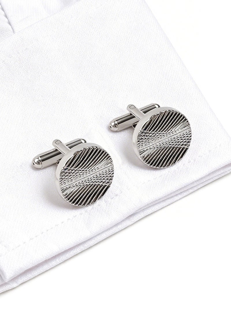 DB Innov. Diagonal striped pattern cufflinks, 2 PCS in One Set Alloy Jewelry Specially Design for Men's Shirt Wedding Business Gift with Delicate Package Box, 2 Colors for Selection - Image 1